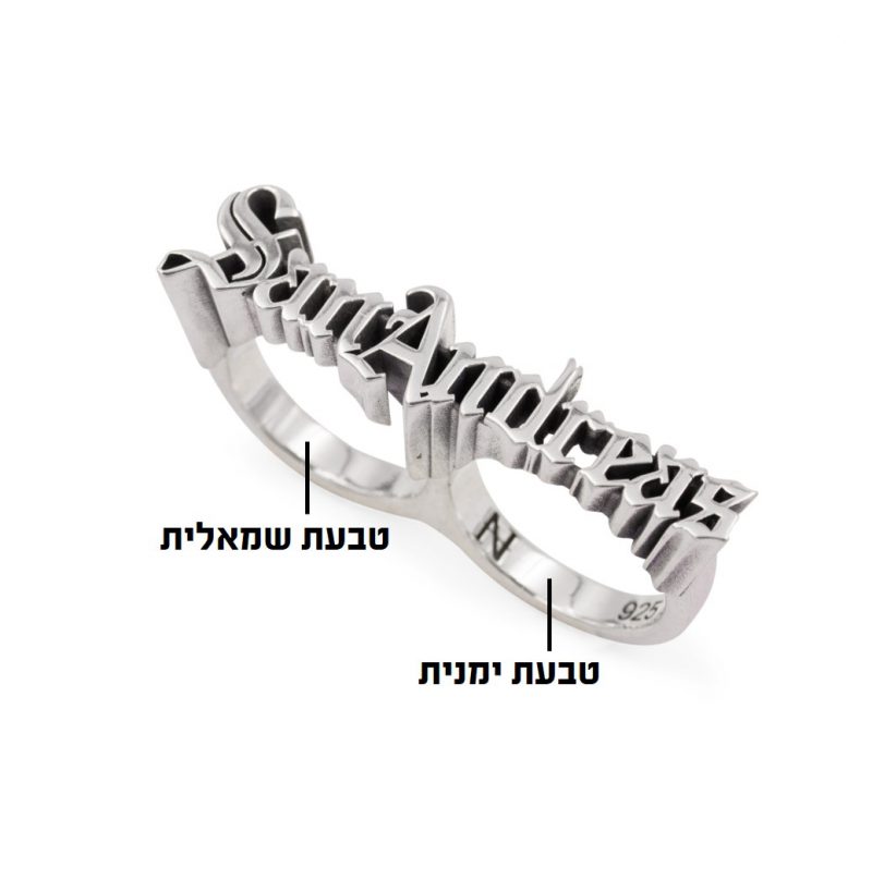 ⁦טבעת כיתוב אולד אינגליש כפולה⁩ – תמונה ⁦3⁩