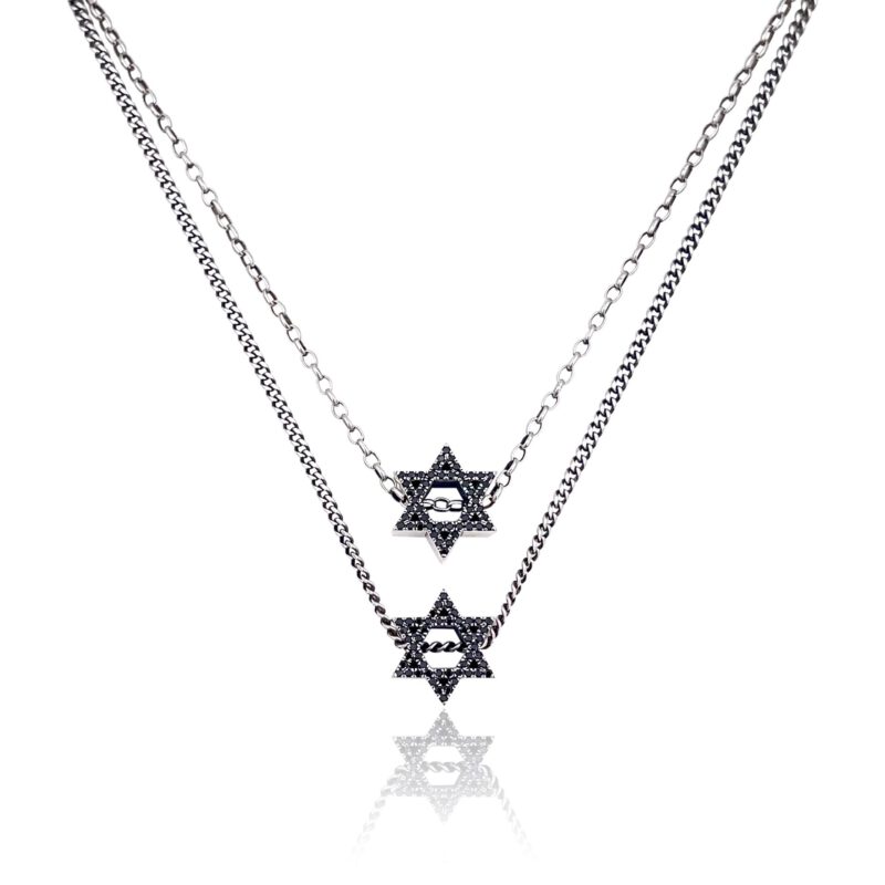 שרשרת מגן דוד קטן מושחל ומשובץ